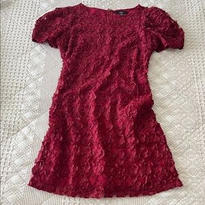 Red Lace Short Sleeve Dress